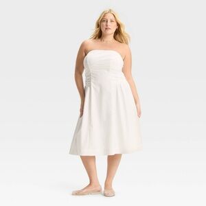 Wild Fable White Strapless Midi Dress
